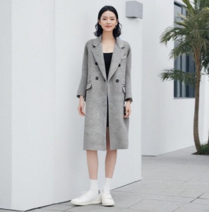 溫碧霞自創IRENENA服裝秋冬新款韓版毛呢外套高級灰呢子大